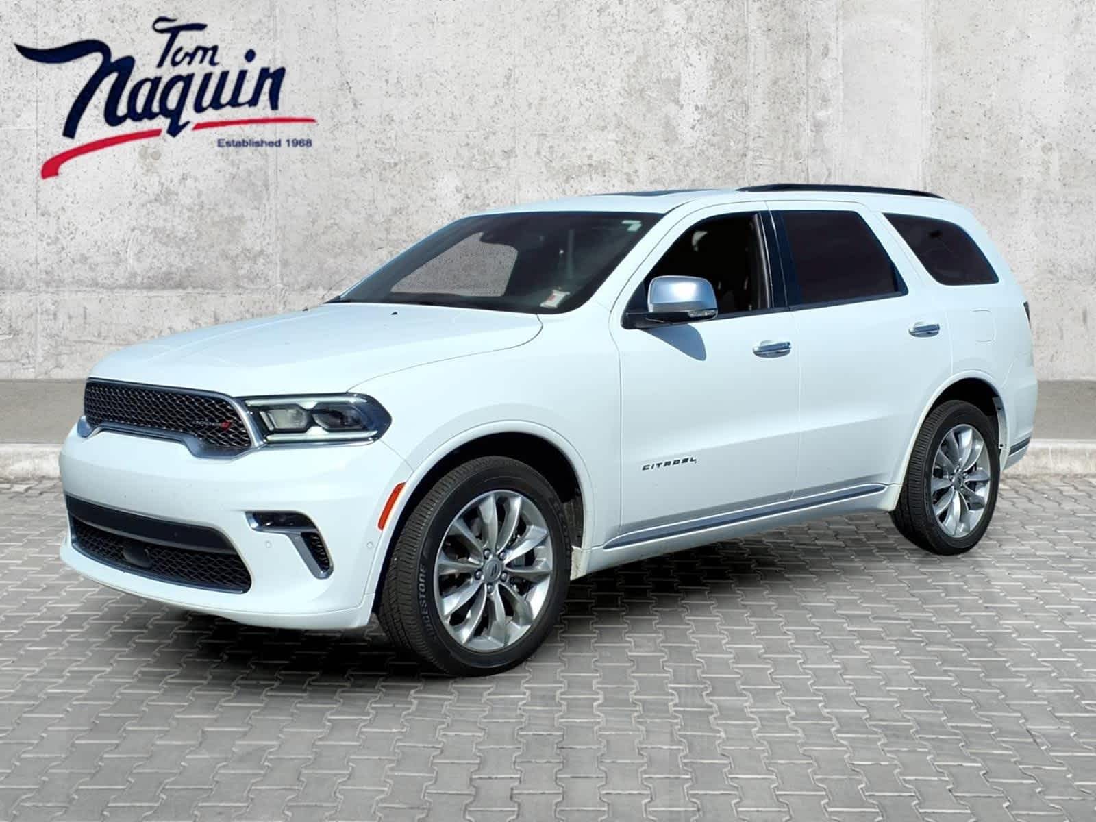 2022 Dodge Durango Citadel in White Knuckle Clearcoat — front three-quarter view